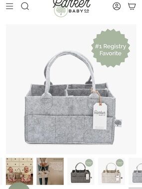 Parker Gray Felt Nursery Caddy Organizer